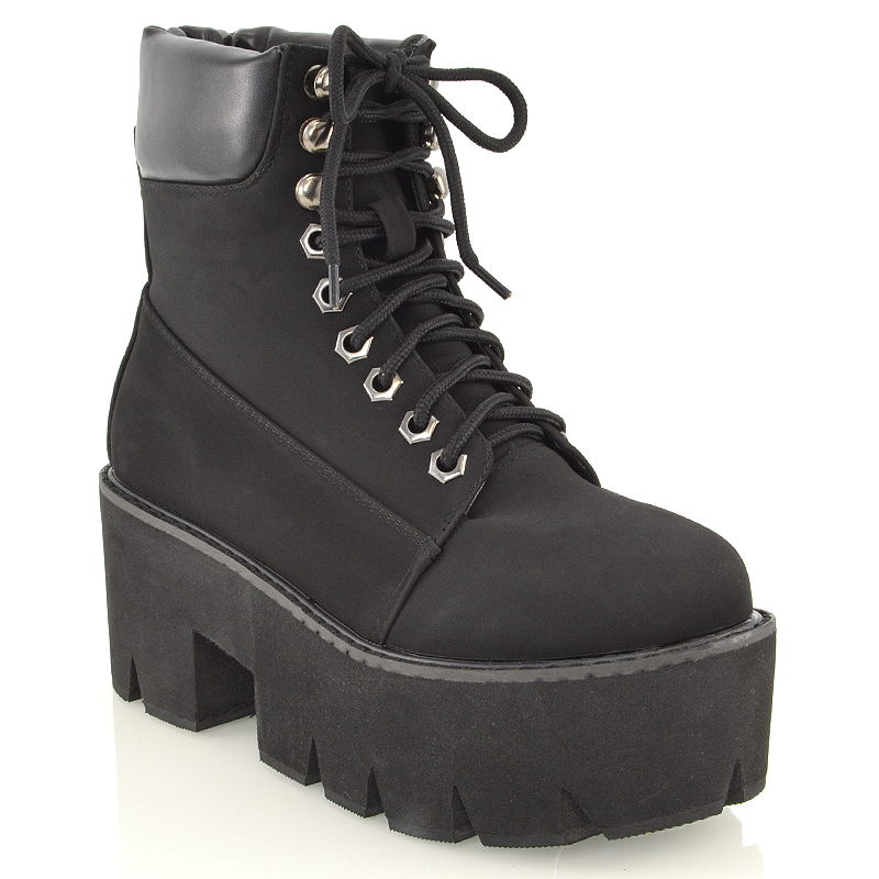 cleated sole lace up boots