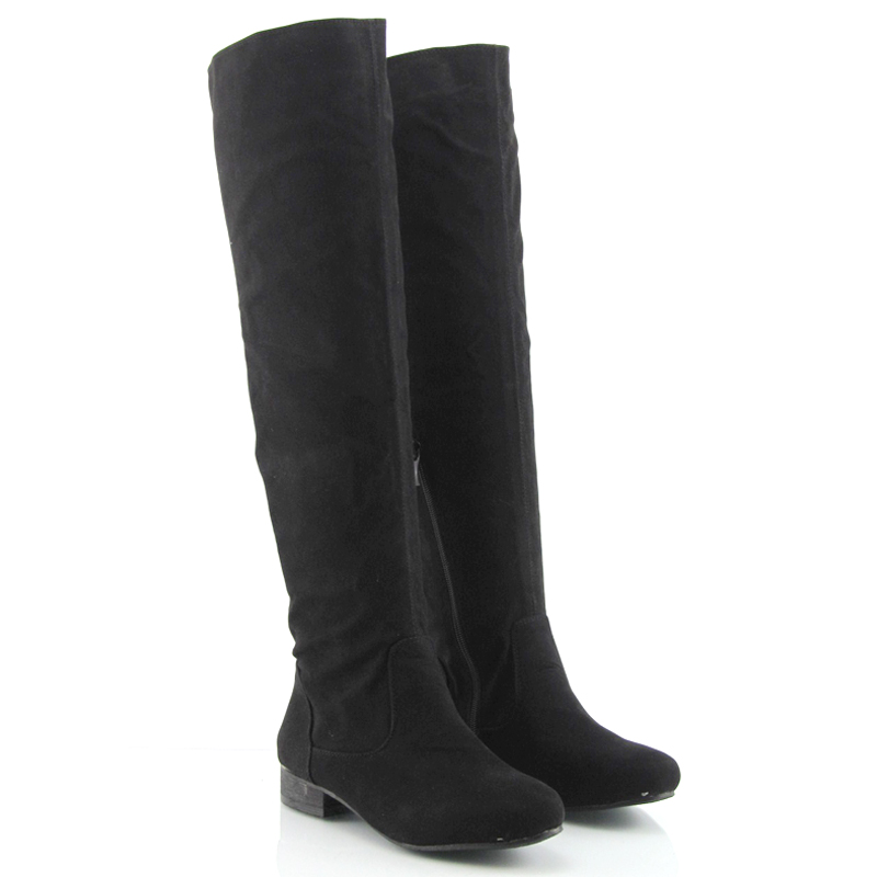 womens flat black over the knee boots