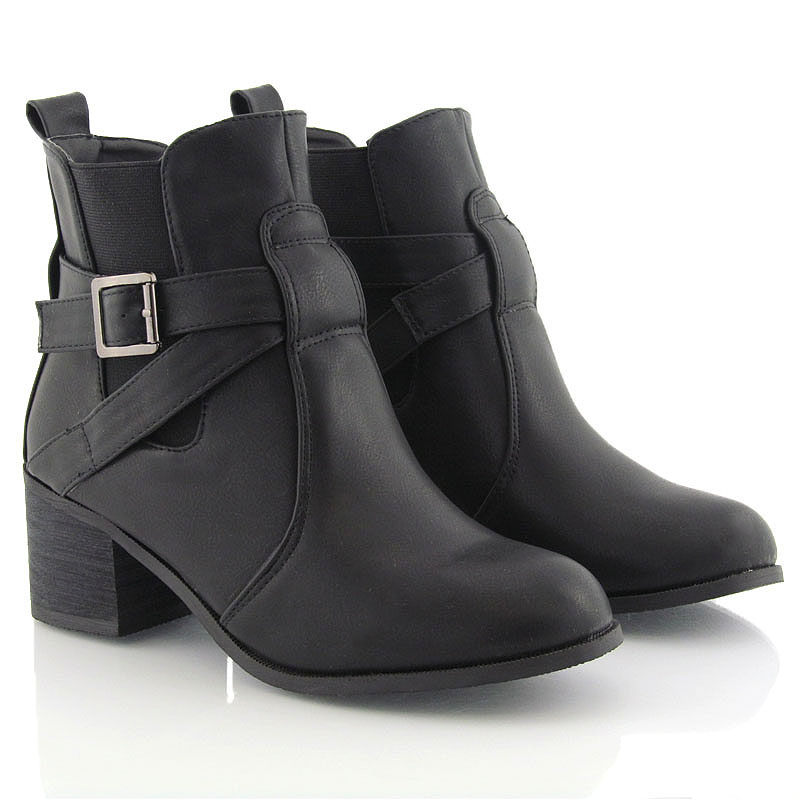 block heel biker ankle boots
