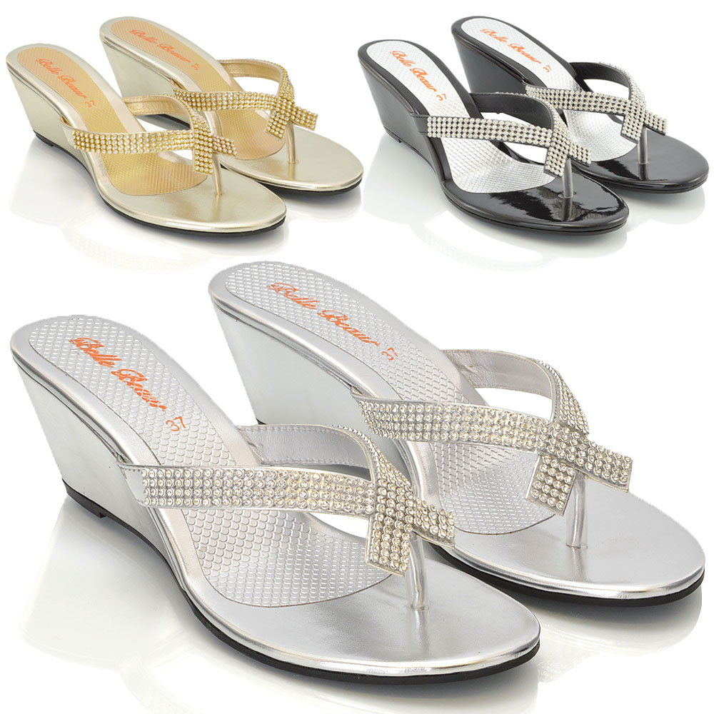 gold wedge flip flops
