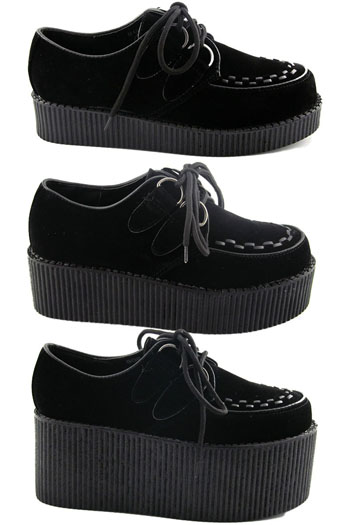 Womens Black Platform Lace Up Ladies Flats Creepers Punk Goth Shoes Size 3-8 | eBay