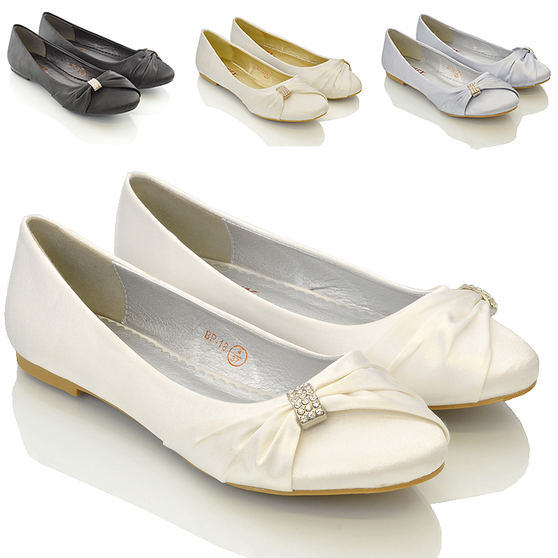 Womens Bridal Wedding Satin Pumps 