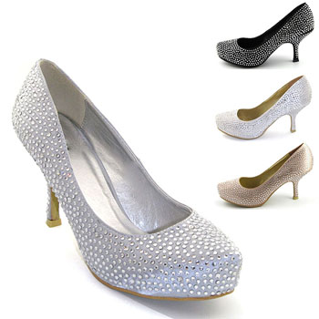 silver party shoes mid heel