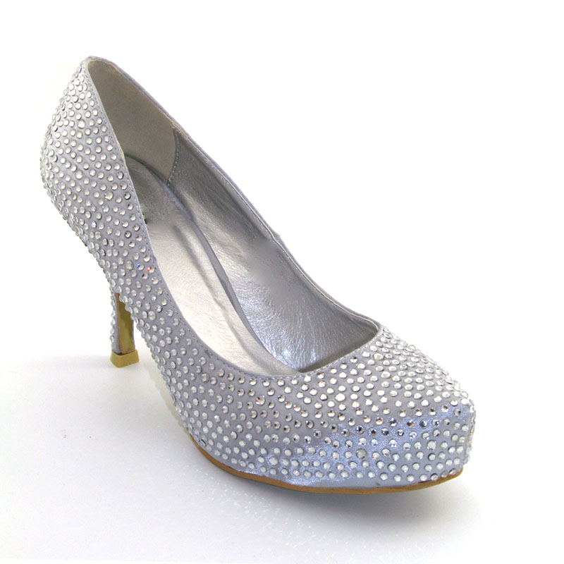 Womens Glitter Kitten Mid Platform Bridal Wedding Prom Party Shoes Size 3-8