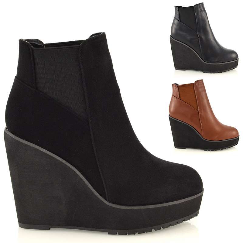 slip on wedge boots