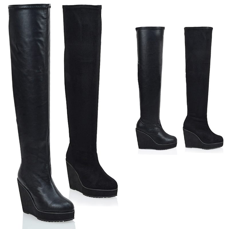 thigh high wedge boots